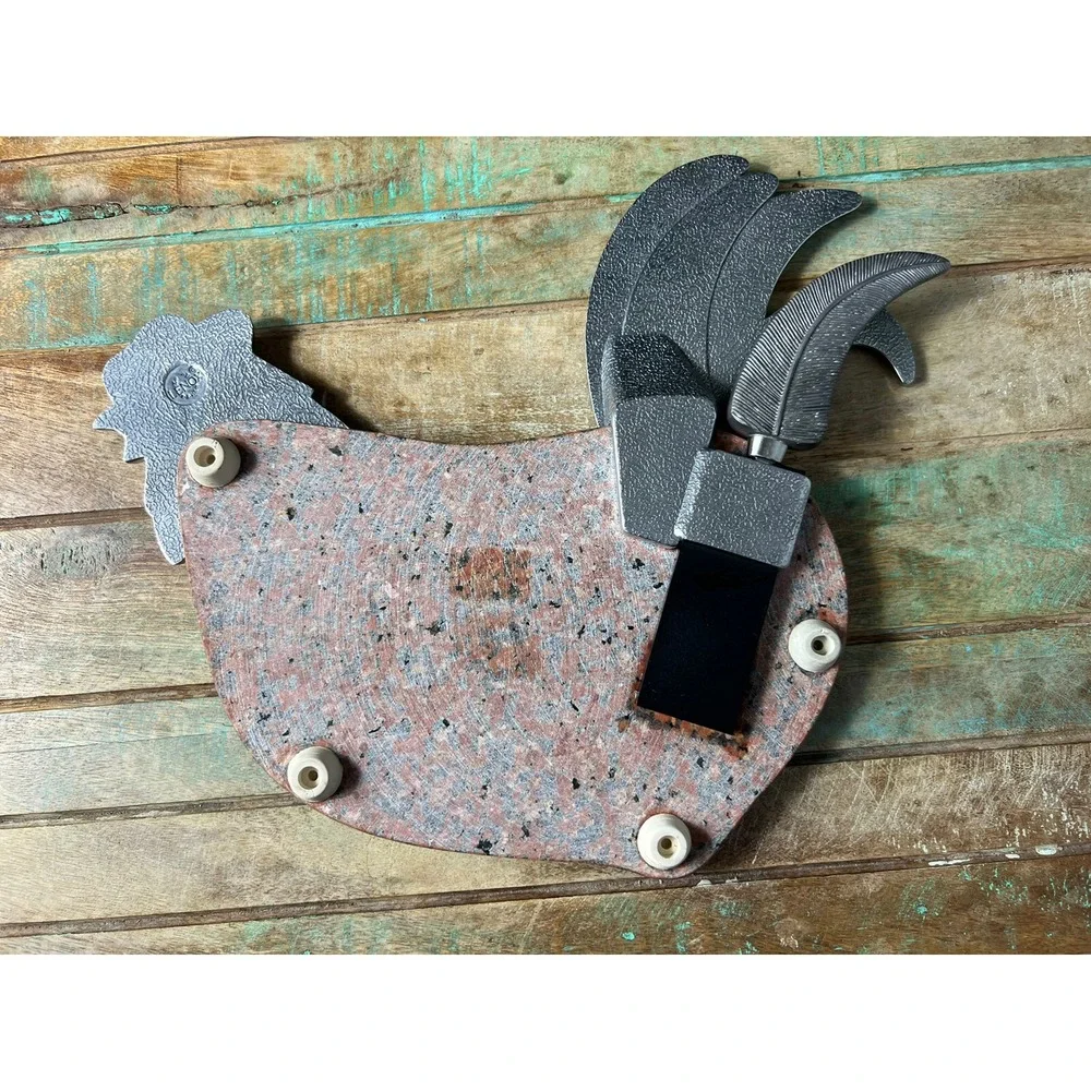Vintage LENOX Granite & Metal Chicken Cheese Board/Knife Rooster Cutting Board